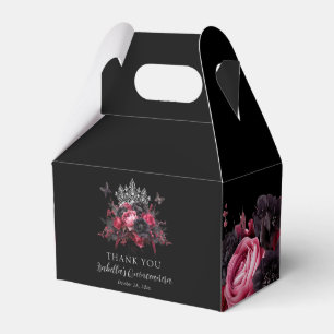 Favoritruta för gotisk Rosa Red & Black Quinceañer Presentaskar