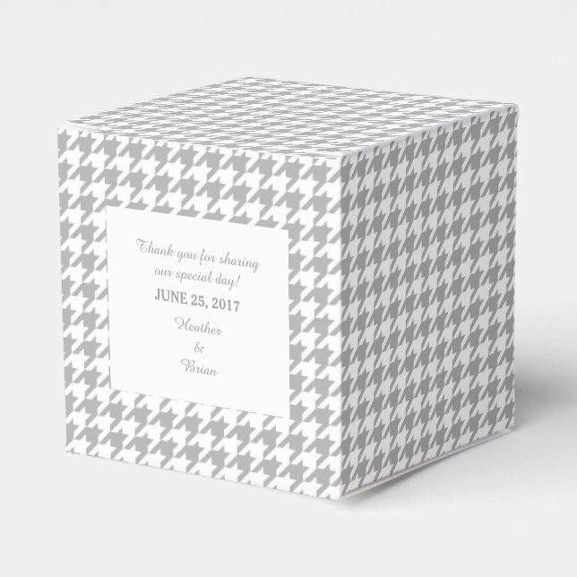 Favoritruta för grått Houndstooth Wedding Presentaskar (Framsidan Sidan)