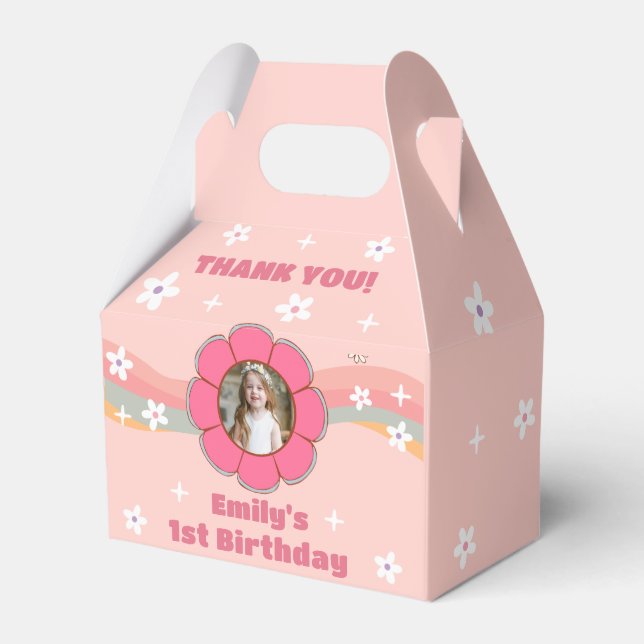 Favoritruta för Groovy Rainbow-Födelsedagsfest Presentaskar (Framsidan Sidan)