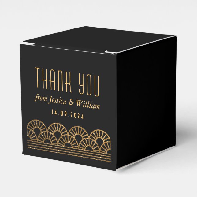 Favoritruta för guld Art Deco-bröllop Presentaskar (Framsidan Sidan)