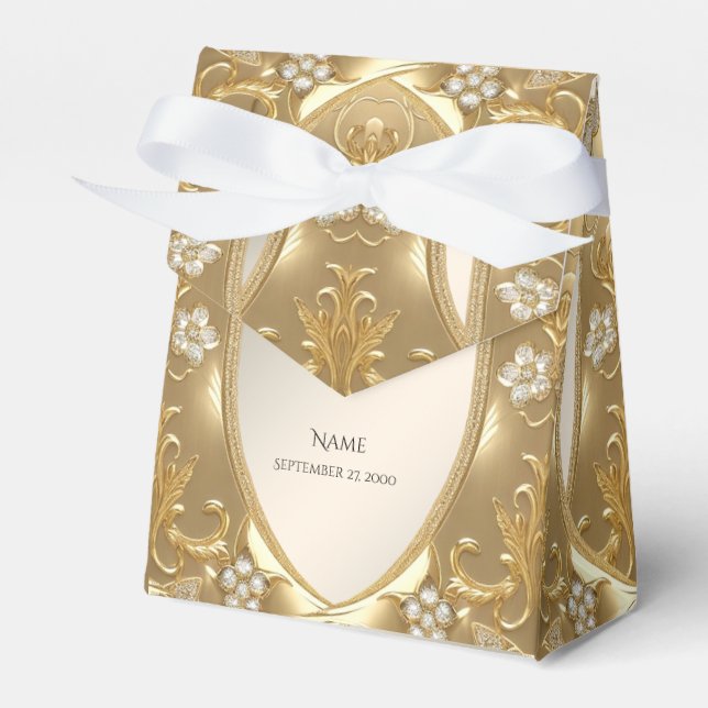 Favoritruta för Guld Ornate-Blommigt Presentaskar (Framsidan Sidan)