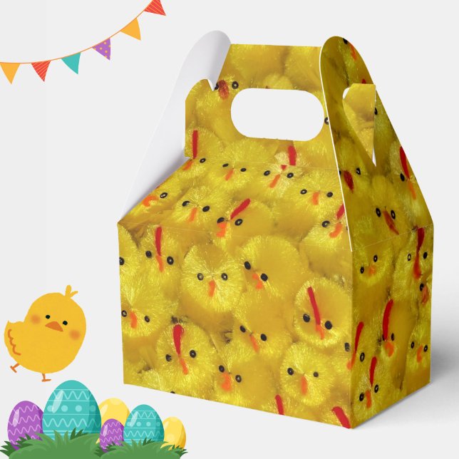 Favoritruta för Gult Påsk Chick Mönster Presentaskar (A cute, bright yellow Easter chicks pattern favor box for your Easter or spring celebrations!)