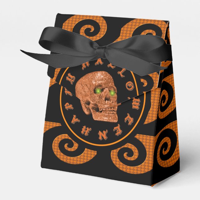 Favoritruta för Happy halloween Glitter Skull Tält Presentaskar (Framsidan Sidan)