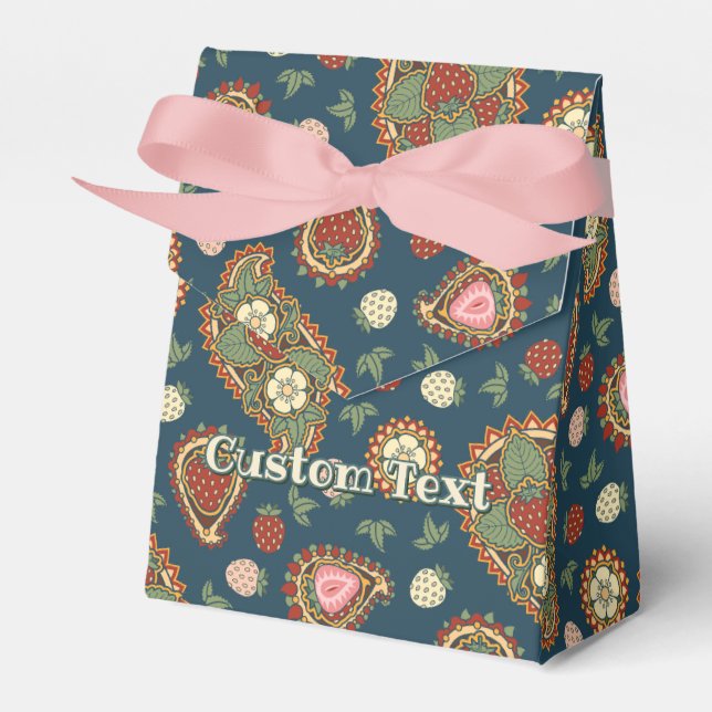 Favoritruta för jordgubbsbär Paisley Mönster Presentaskar (Framsidan Sidan)