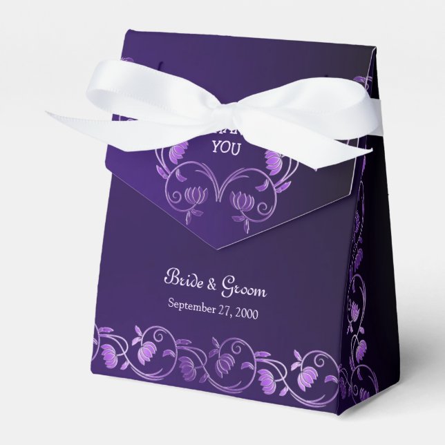 Favoritruta för lila Blommigt-bröllop Presentaskar (Framsidan Sidan)