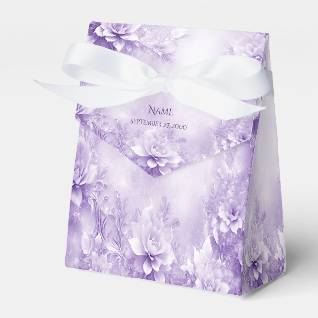 Favoritruta för lila White Flowers Presentaskar (Framsidan Sidan)