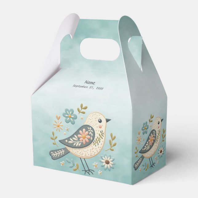 Favoritruta för liten Grönt-Blommigt Presentaskar (Framsidan Sidan)