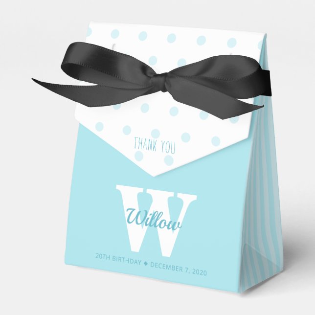 Favoritruta för Monogram Blue Polka dots Rand Presentaskar (Framsidan Sidan)