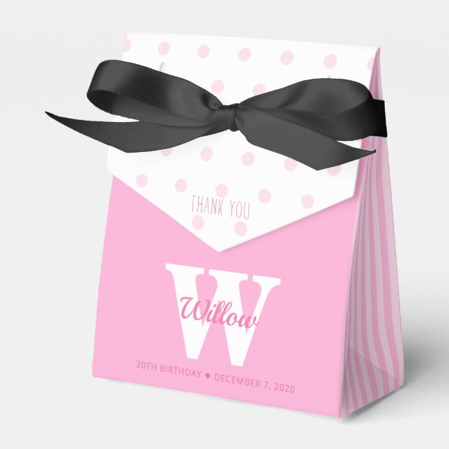 Favoritruta för Monogram Rosa Polka dots Rand Presentaskar (Framsidan Sidan)
