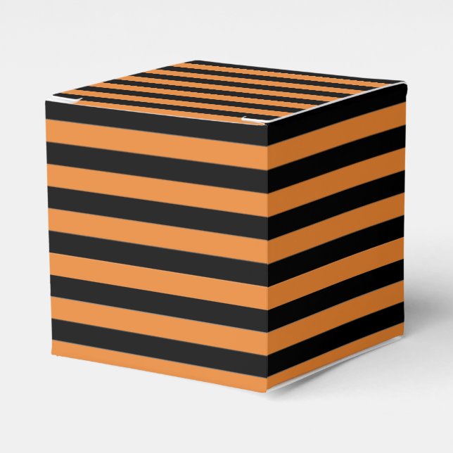 Favoritruta för orange och Svart stripe Presentaskar (Framsidan Sidan)
