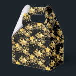 Favoritruta för parti-Guld-stjärnor Presentaskar<br><div class="desc">Parti-favoritruta som visas i en festive guld-stjärnorna-utskrift. Färg Black Anpassa det här objektet eller köp som det är. Lagrar-bild</div>