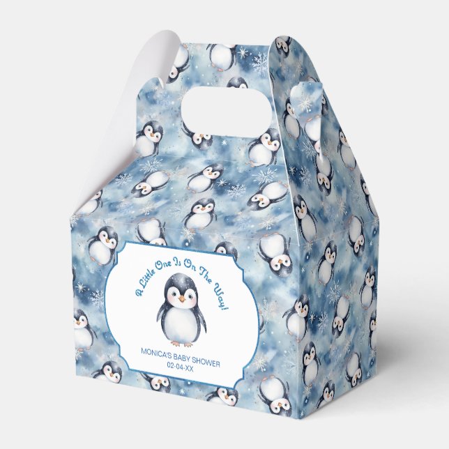 Favoritruta för Penguin Winter Baby Shower Presentaskar (Baksidan Sidan)