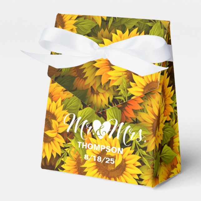 Favoritruta för personlig Solblommor Bröllop Tält Presentaskar (Framsidan Sidan)