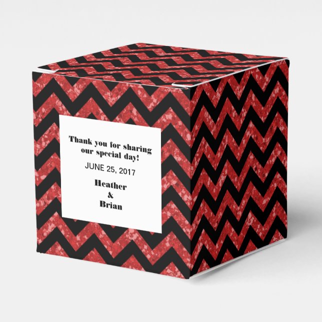 Favoritruta för Red Chevron Glitter Presentaskar (Framsidan Sidan)