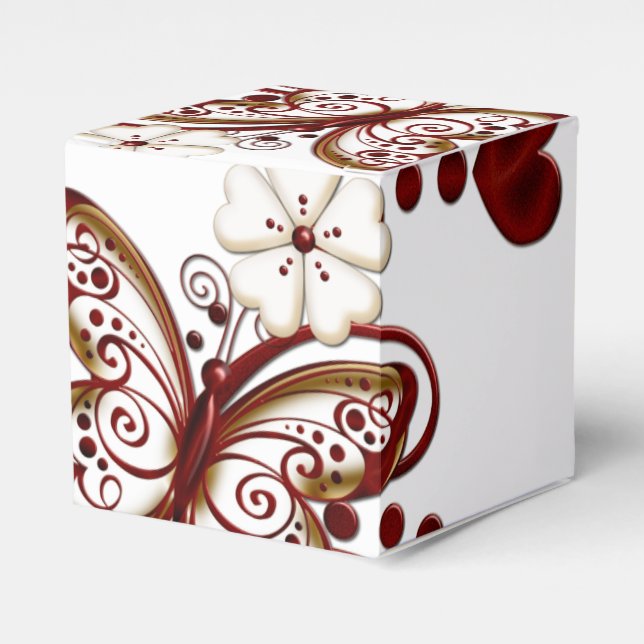Favoritruta för Red Heart Butterflies Cube Presentaskar (Framsidan Sidan)