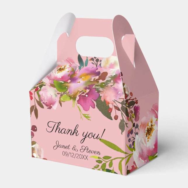 Favoritruta för Rosa av vattenfärg, Blommigt Presentaskar (Framsidan Sidan)