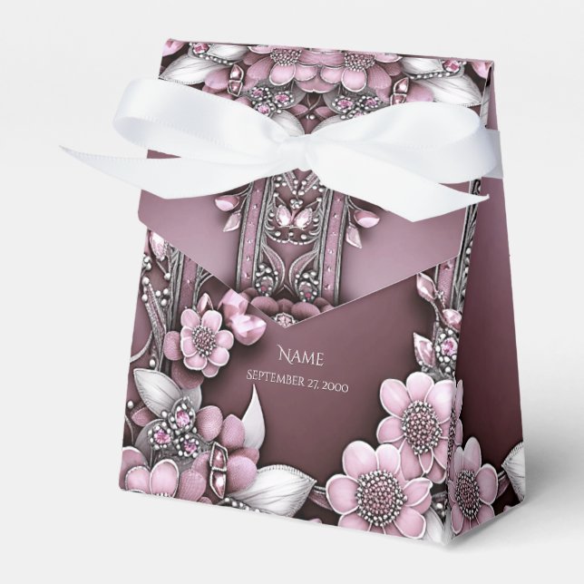 Favoritruta för rosa Blommigt Presentaskar (Framsidan Sidan)