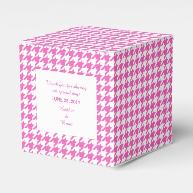 Favoritruta för rosa Houndstooth-bröllop Presentaskar (Framsidan Sidan)