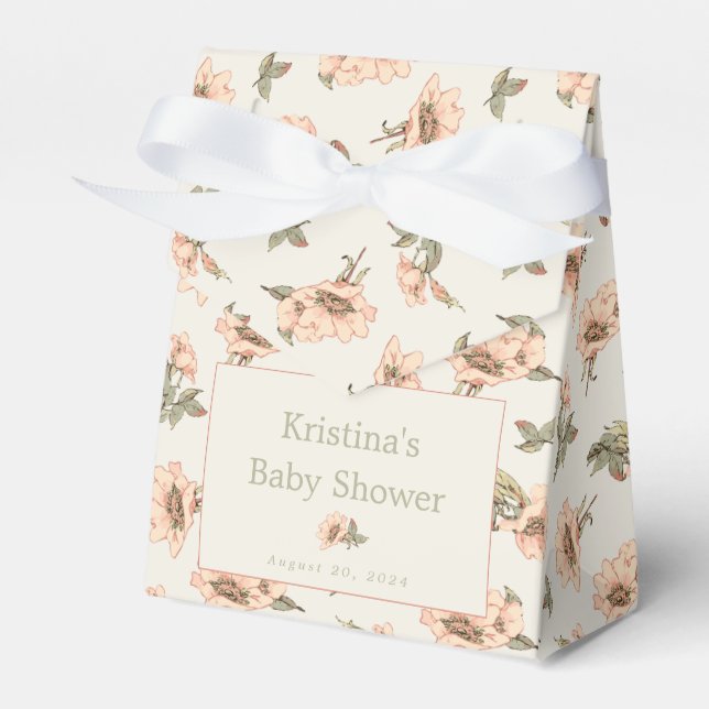 Favoritruta för rosa ros Girl Baby Shower Presentaskar (Framsidan Sidan)