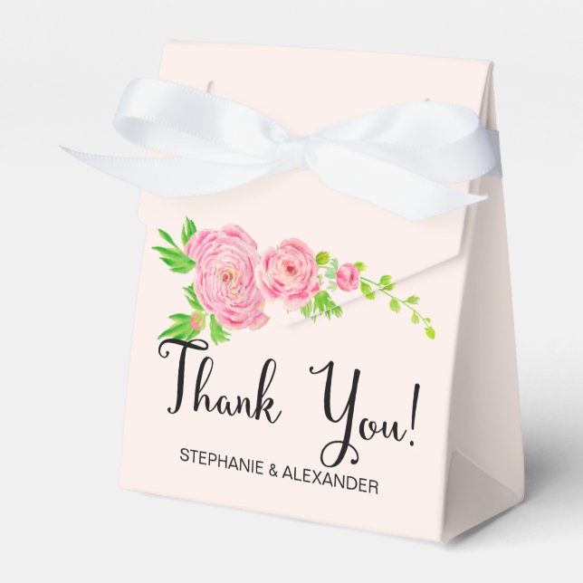 Favoritruta för rosa vattenfärg Ranunculus-Personl Presentaskar (Framsidan Sidan)