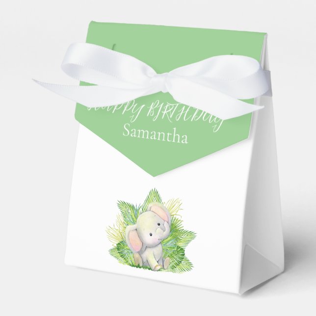 Favoritruta för safari elefant från födelsedagen presentaskar (Framsidan Sidan)