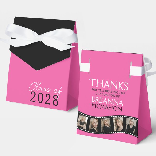 Favoritruta för shock rosa & svart fotokollage presentaskar (Skapare uppladdad)