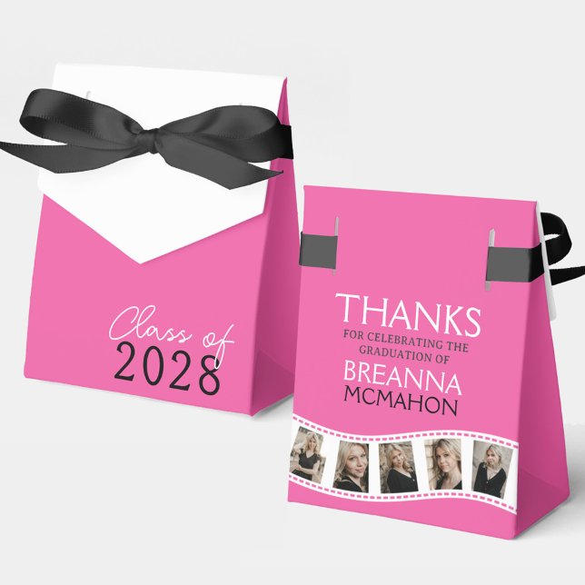 Favoritruta för shock rosa & vit fotokollage presentaskar (Skapare uppladdad)