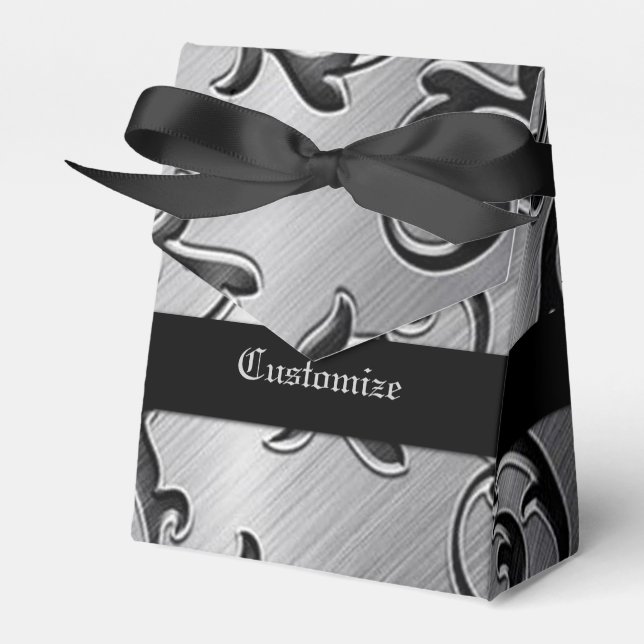 Favoritruta för Silver och Svarta Mönster Presentaskar (Framsidan Sidan)