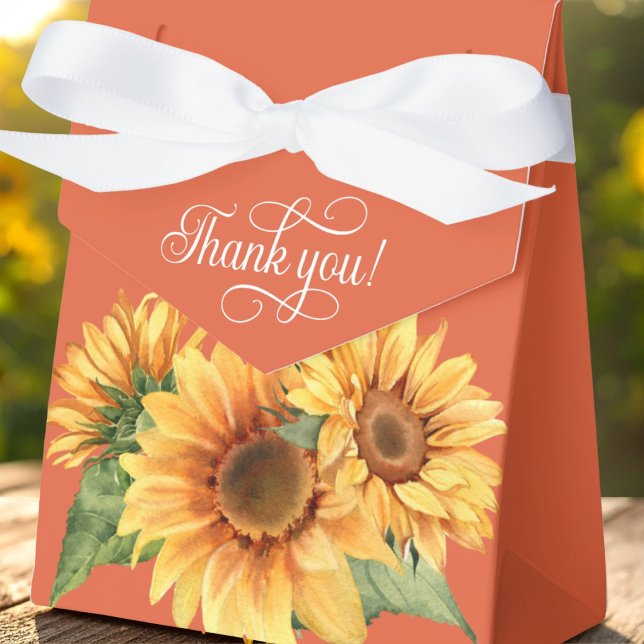 Favoritruta för solrosbröllop presentaskar (Sunflower Wedding Favor Box)