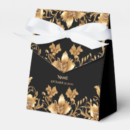 Favoritruta för svartvit Blommigt i Guld Presentaskar