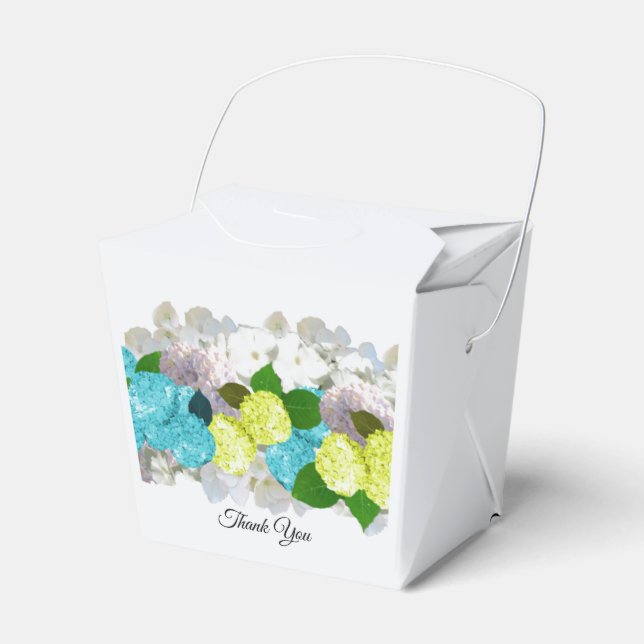 Favoritruta för turkos och Gult med blandad Blommi Presentaskar (Framsidan Sidan)
