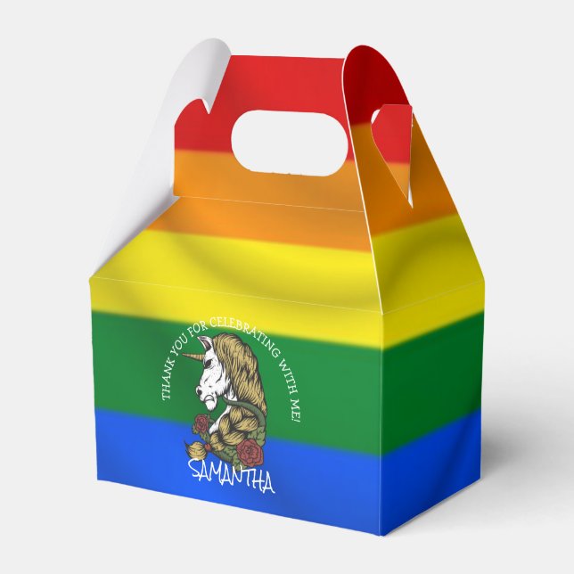 Favoritruta för Unicorn-regnbåge, Tack Presentaskar (Framsidan Sidan)