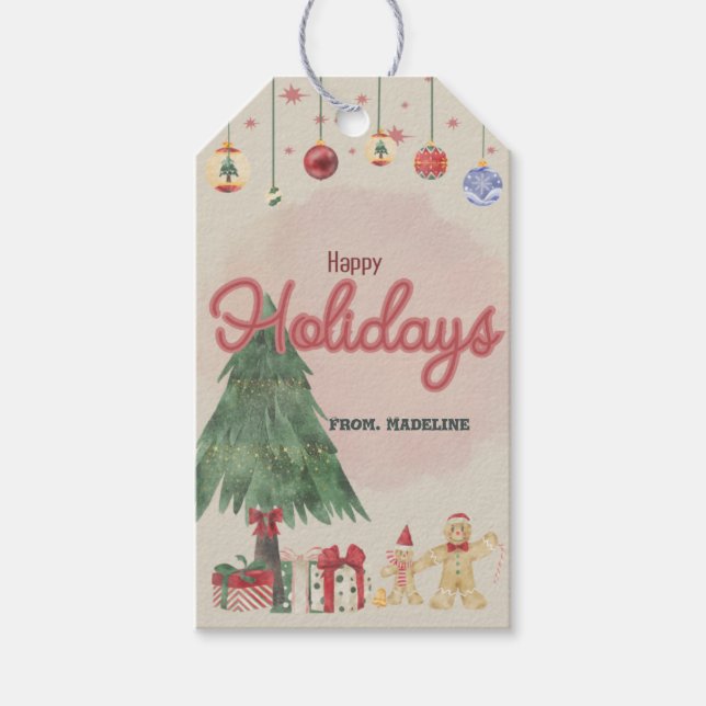 Favoritruta för vattenfärg i helgdag i stil presentetikett (Framsidan)