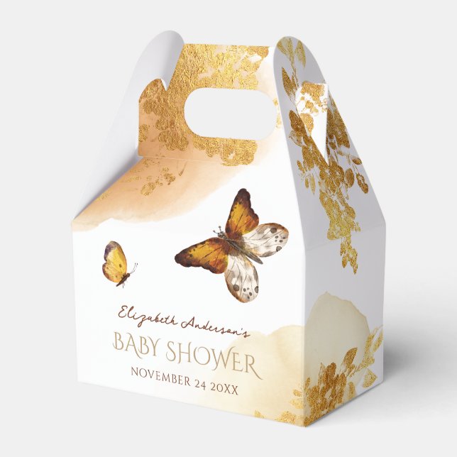 Favoritruta för vattenfärgsboho Butterfly Baby Sho Presentaskar (Framsidan Sidan)