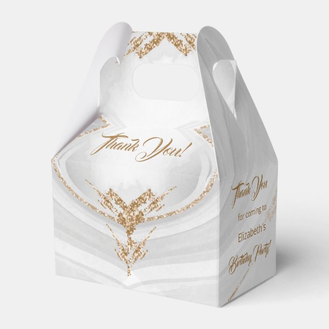 Favoritruta för vit Guld-marble-Tack-födelsedag Presentaskar (Framsidan Sidan)
