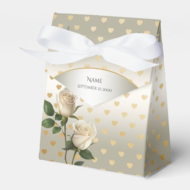 Favoritruta för vit ros Guld i hörnet Presentaskar (Framsidan Sidan)