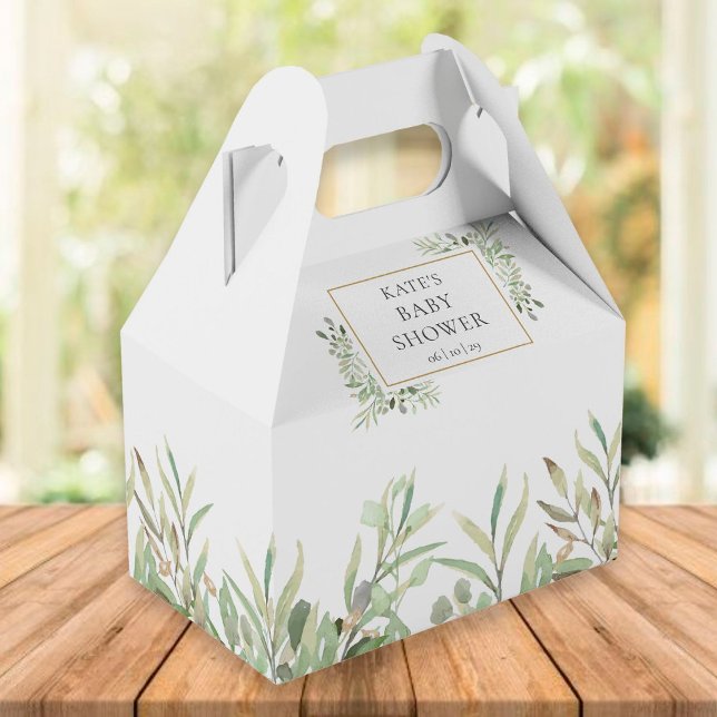 Favoritrutan elegant Baby Shower Greenery Löv Presentaskar (Skapare uppladdad)