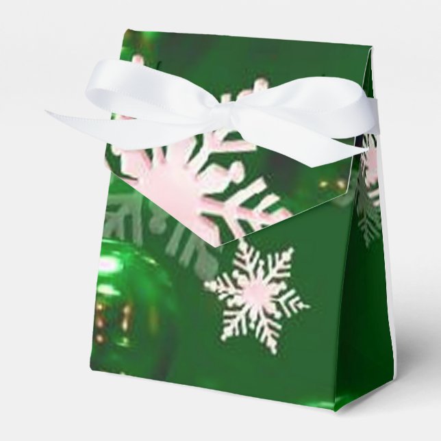 Favoritrutan grönt och Snöflingor Mönster Presentaskar (Framsidan Sidan)