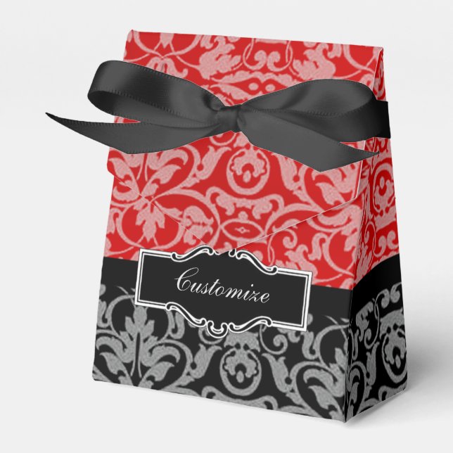 Favoritrutan personlig Black and Red Damask Tält Presentaskar (Framsidan Sidan)