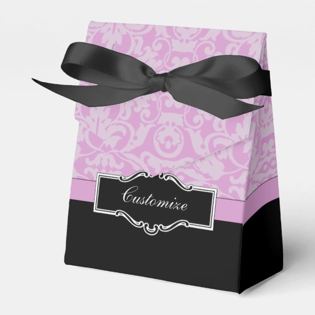 Favoritrutan personlig Black and Rosa Damask Tält Presentaskar (Framsidan Sidan)