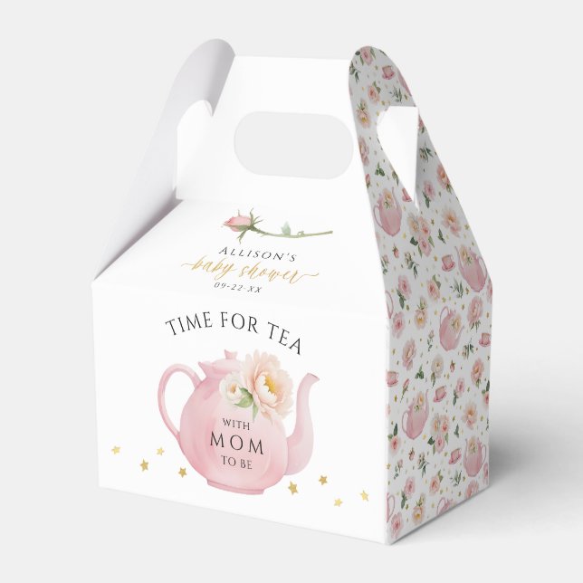 Favoritrutor för Blommigten för tea Party Baby Sho Presentaskar (Baksidan Sidan)