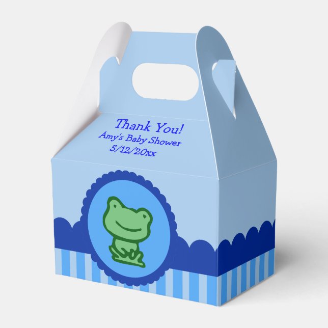 Favoritrutor för Blue Frog Baby Shower Presentaskar (Framsidan Sidan)