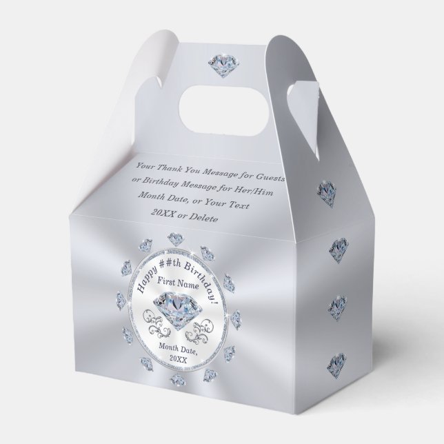 Favoritrutor för födelsedagsfest, diamantfödelseda presentaskar (Framsidan Sidan)