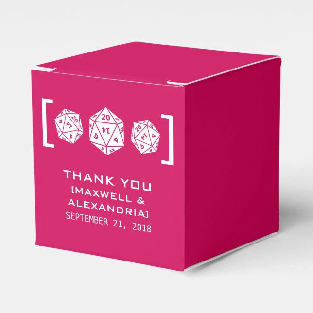 Favoritrutor för rosa D20 Dice Gamer Presentaskar (Framsidan Sidan)