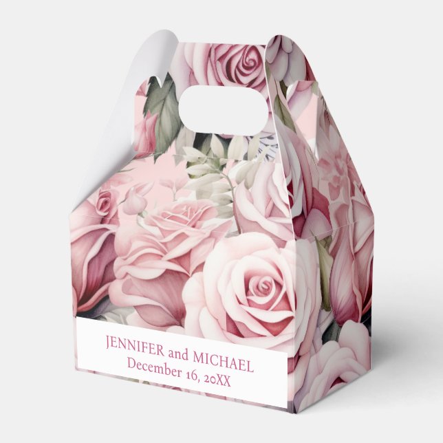 Favoritrutor för rosa ros-vattenfärg presentaskar (Framsidan Sidan)