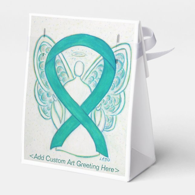 Favoritrutor för Teal Awareness Ribbon Angel-parti Presentaskar (Baksidan Sidan)