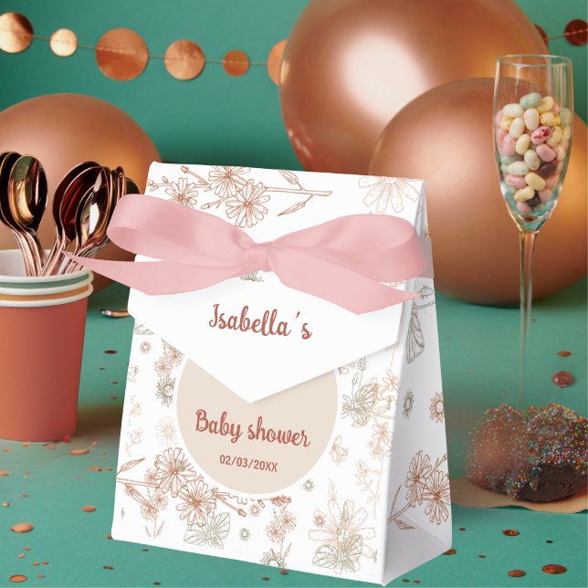 Favoritrutor för Wildblomma Boho Baby Shower - Rus Presentaskar (Wildflower Boho Baby Shower Favor Boxes - Rustic Chic)