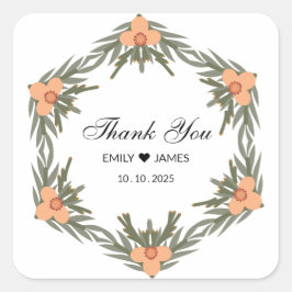 Favoritsäck för bröllop - anpassat namn och datum  fyrkantigt klistermärke