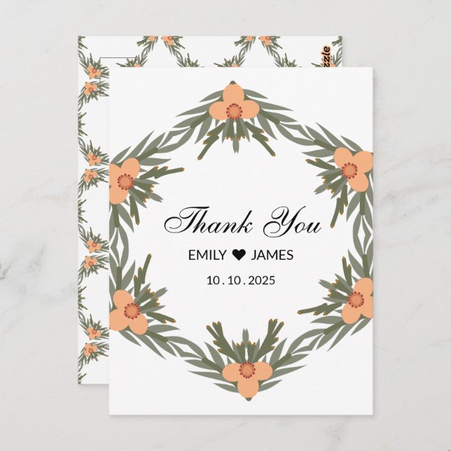 Favoritsäck för bröllop - anpassat namn och datum  vykort (Fram/baksida)