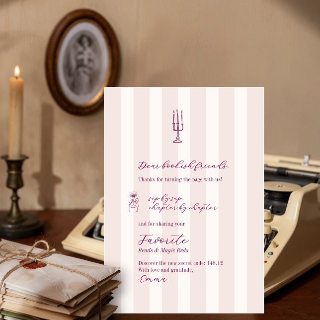Favoritsaker Julbok & Vin Klubb Fest Tack Kort (Favorite Things Holiday Book & Wine Club Secret Code Party Thank You Card)